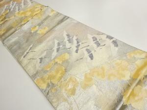 流水に群鶴・蔦模様織出し袋帯